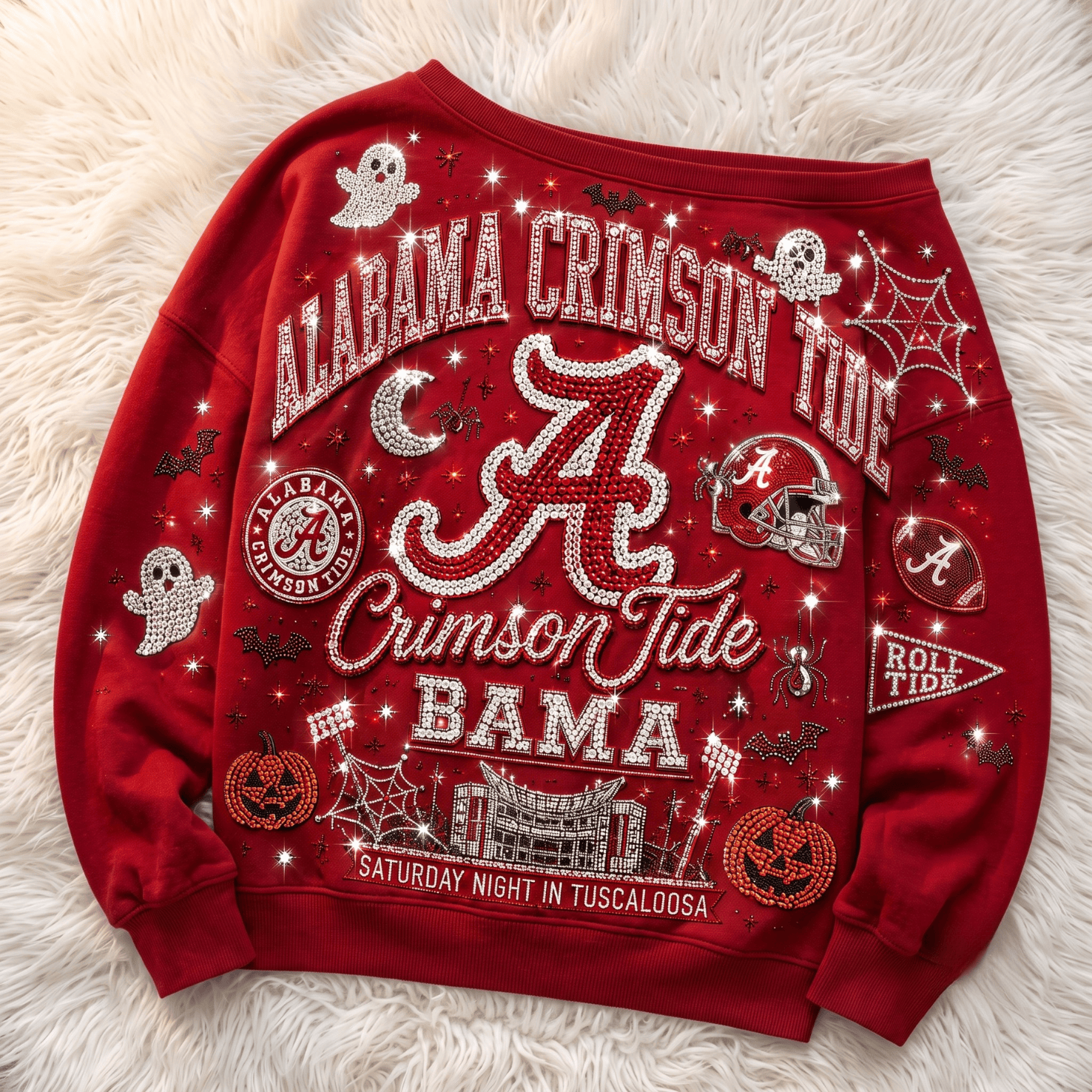 ACT 3D SHOULDER RHINESTONE SWEATSHIRT NTKO
