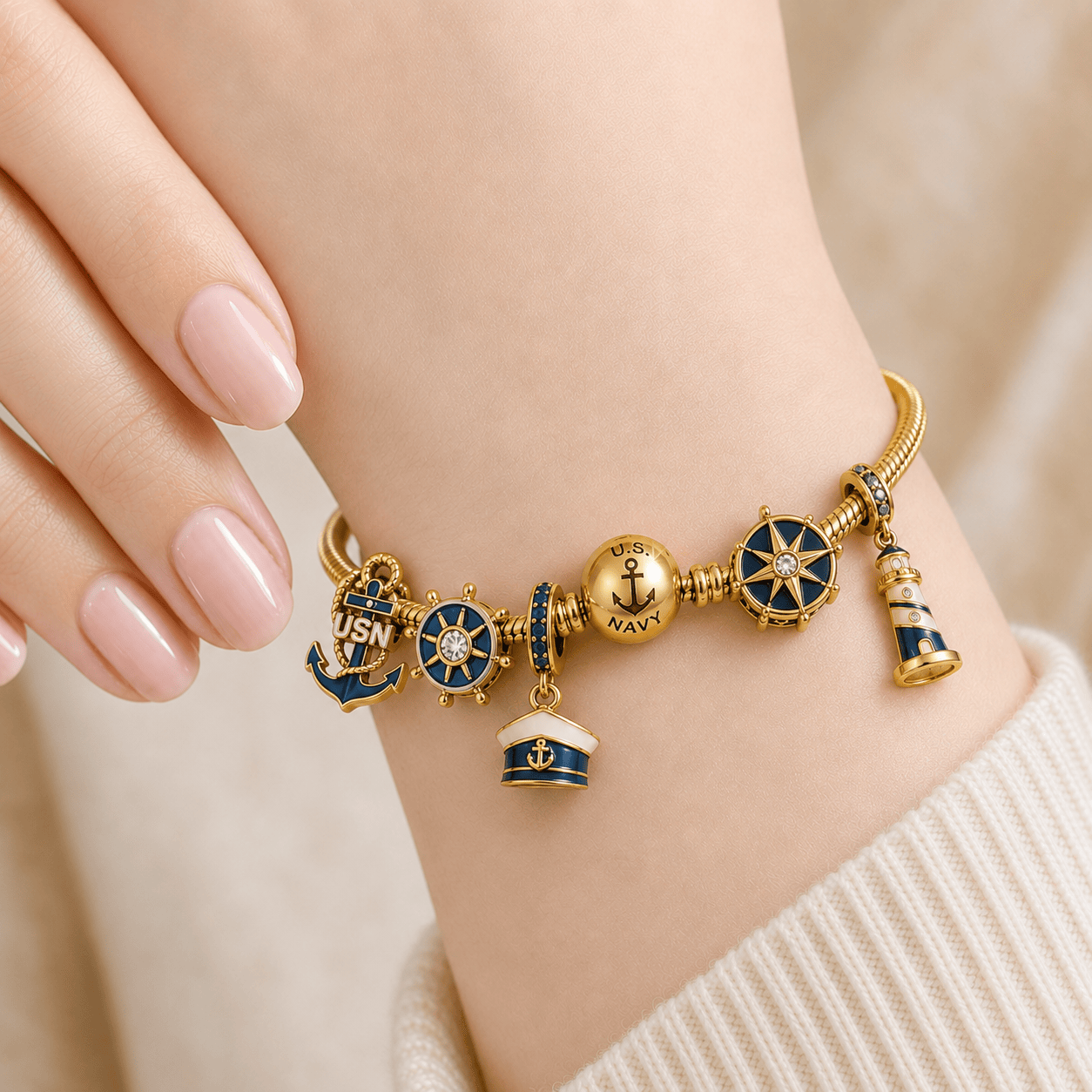 USNV Gold Charm Bracelet Set TTTT