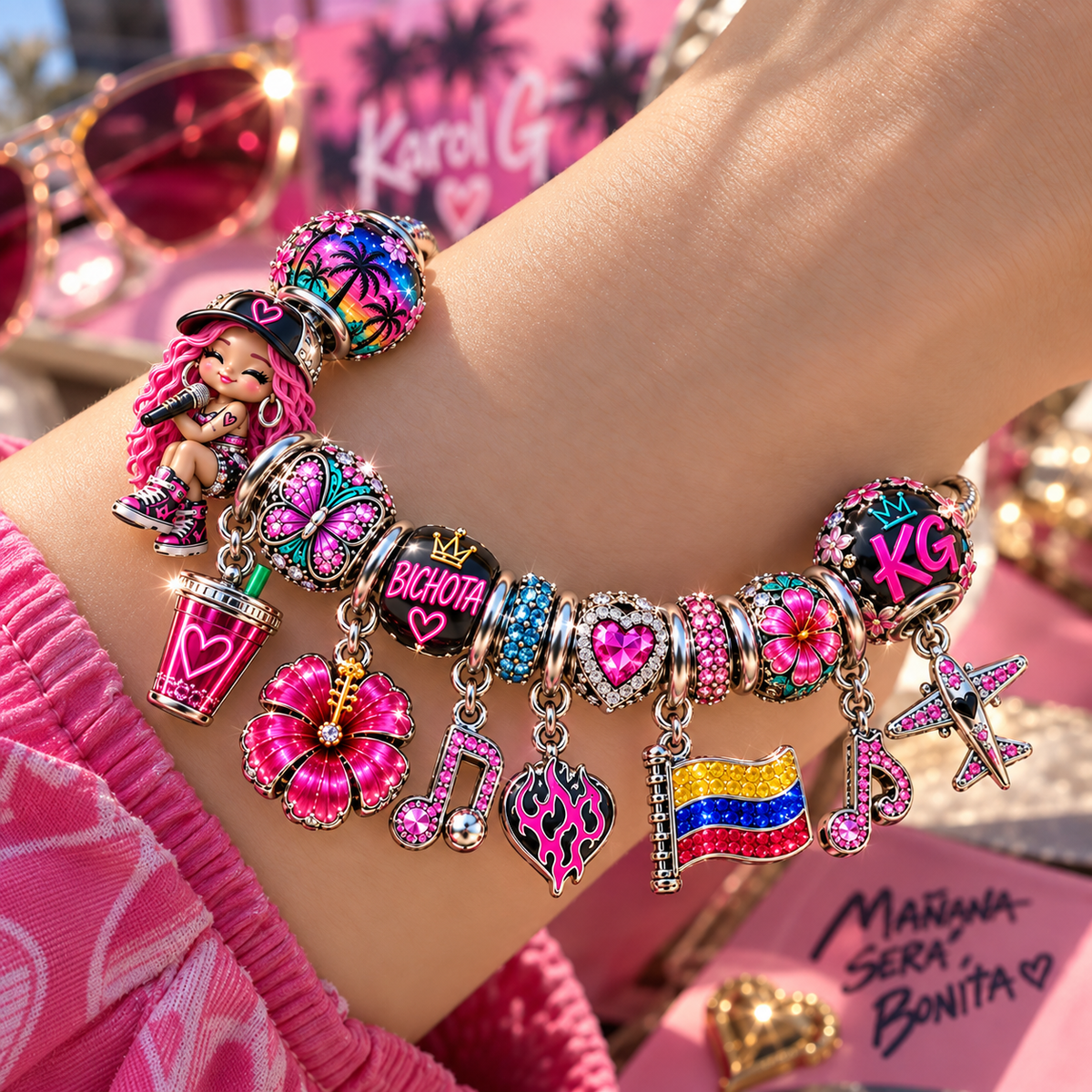 KRG Silver Charm Bracelet Set NTTB