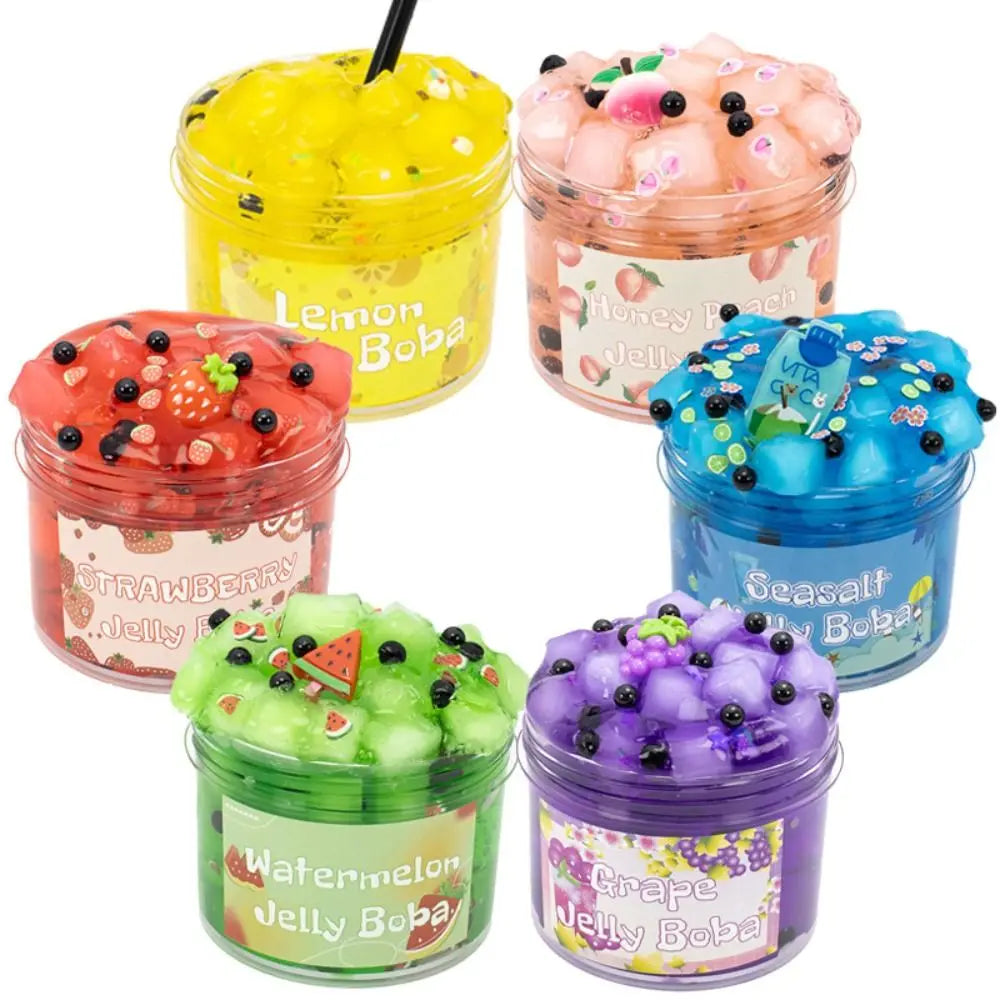 Soft 300ml Slime Kit Fruit Crunchy Stress Relief Jelly Cube Slime Glitter Non-Sticky Children's Gifts Party Favor Gifts