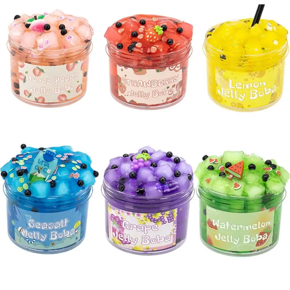Soft 300ml Slime Kit Fruit Crunchy Stress Relief Jelly Cube Slime Glitter Non-Sticky Children's Gifts Party Favor Gifts