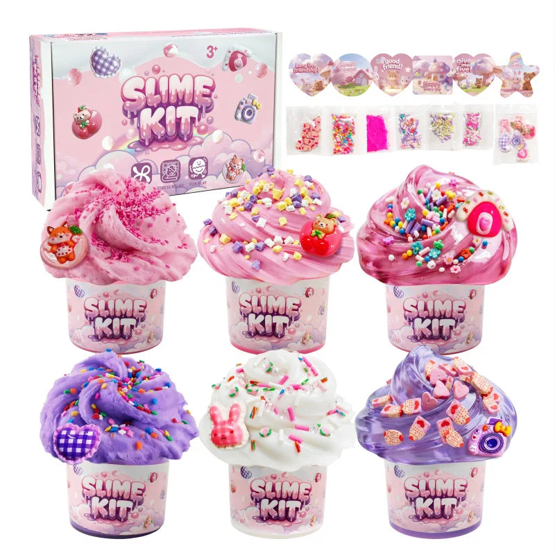 6 Pack Cloud Slime Kit, Soft Stretchy Slime Set for Kids Boys Girls, Party Favors Goodie Bag Stuffers Birthday Gift Toys