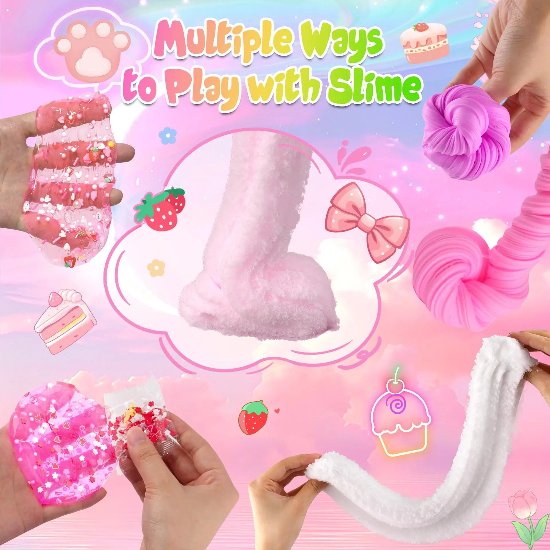 70ml DIY children's stress relief soothing toy crystal slime handmade ice cream cup girl material pack slime making dessert